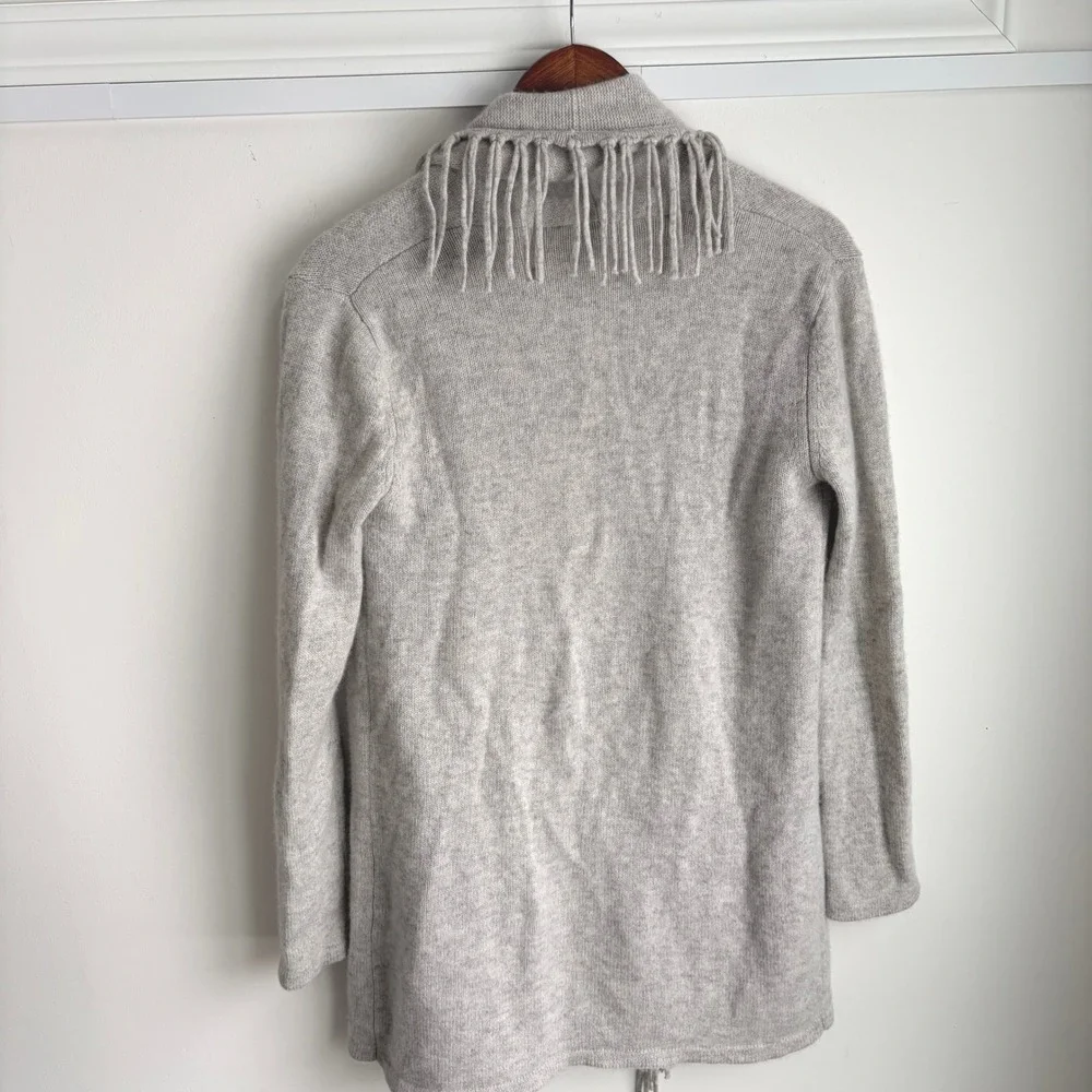 The Cashmere Project Women's Grey Fringe‎ Cardigan Sweater XS Oversized